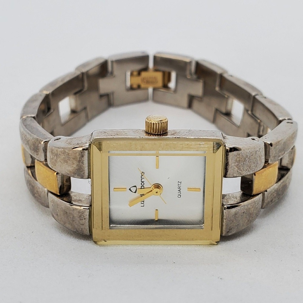 Liz Claiborne‎ Women's Watch 18MM Gray Dial Gray Gold Bracelet 5.75" New Battery